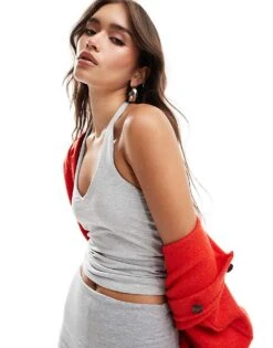 Cotton:On All Day V Neck Halter In Grey For Women