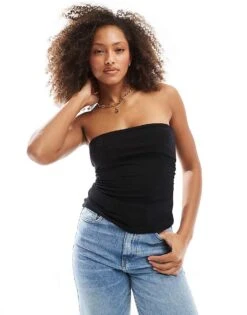 Cotton:On Cotton On Rhi Gathered Slinky Tube Bandeau Top In Black For Women