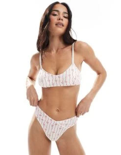Cotton:On Cotton On Scoop Cotton Pointelle Bralette In Bow Stripe For Women Cream Pointelle