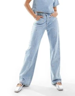 Cotton:On Loose Straight Jean In Blue For Women