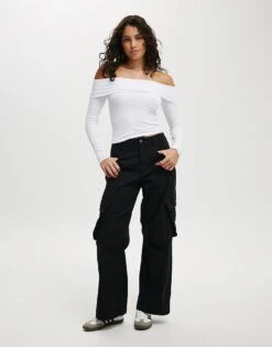 Cotton:On Cody Baggy Cargo Pant In Black For Women