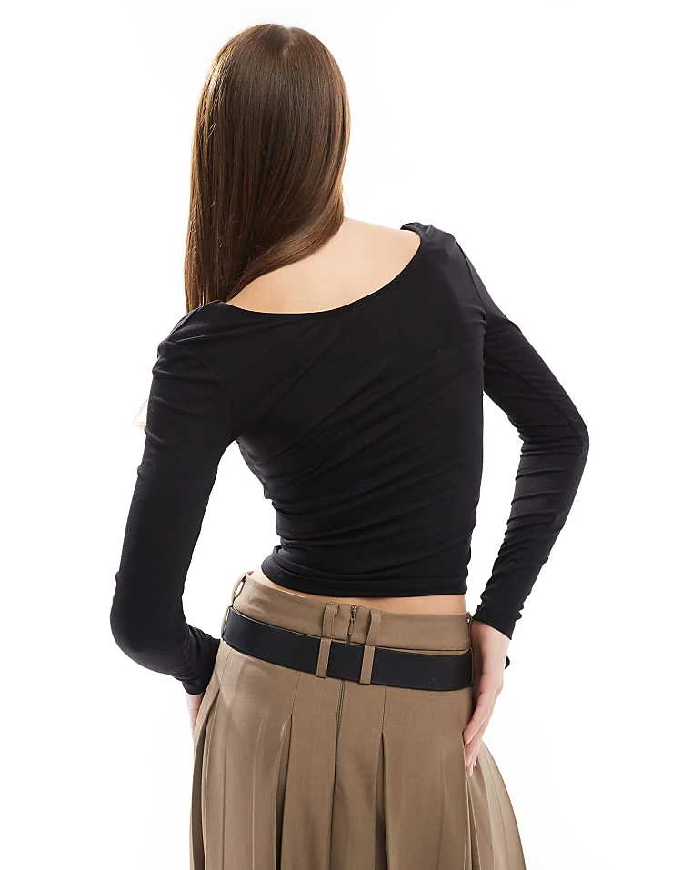 Cotton:On Sunday Scoop Long Sleeve In Black For Women - Image 4