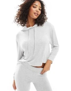 Cotton:On Cotton On Super Soft Hooded Long Sleeve Pyjama Top In Grey For Women