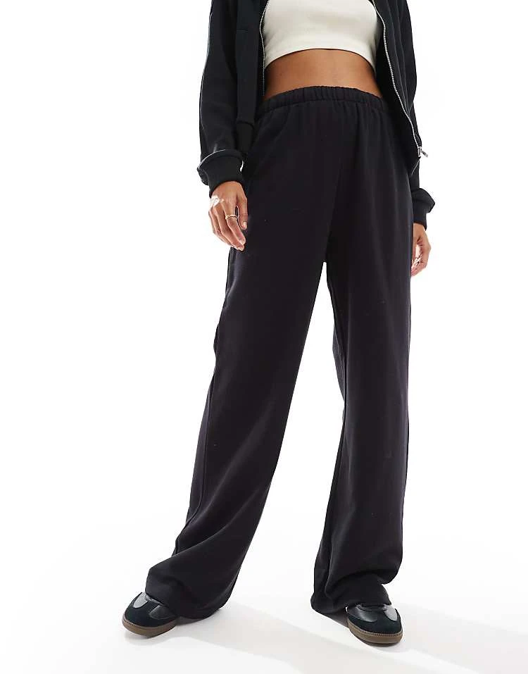 Cotton:On Classic Fleece Wide Leg Joggers In Black For Women - Image 2