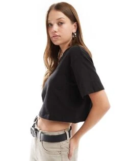 Cotton:On Cropped Boxy Tee In Black For Women