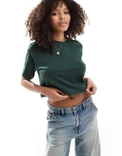 Cotton:On Cropped Boxy Tee In Green For Women