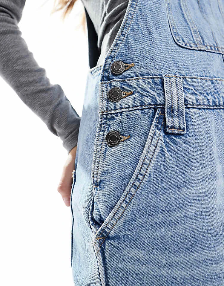 Cotton:On Cotton On Denim Dungarees In Breezy Blue For Women Breeze Blue - Image 4