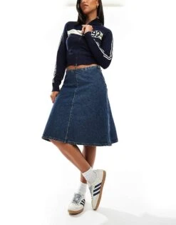 Cotton:On Cotton On Knee Length Midi Skirt In Deepwater Blue For Women