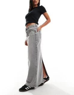 Cotton:On Cotton On Denim Maxi Skirt In Ash Grey For Women