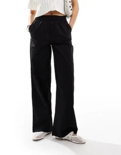 Cotton:On Cotton On Pull On Wide Leg Trousers In Black For Women