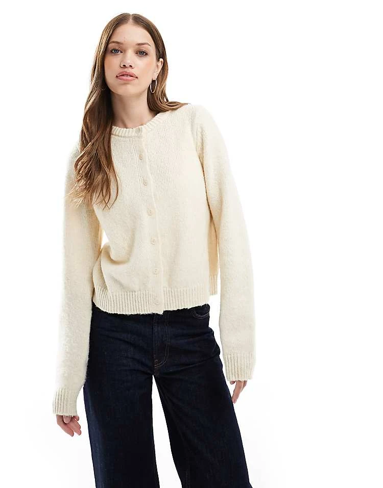 Cotton:On Lux Crew Button Cardigan In Yellow For Women