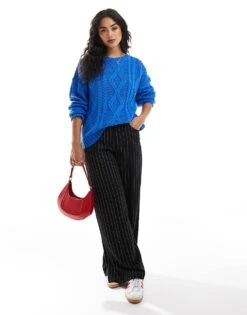 Cotton:On Cotton On Oversized Cable Knit Sweater In Cobalt Blue For Women Pacific Blue