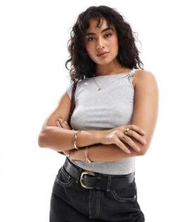 Cotton:On Cotton On Marlow Twist Shoulder Short Sleeve Top Grey For Women