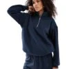 Cotton:On Classic Fleece Oversized Half Zip Sweatshirt In Blue For Women