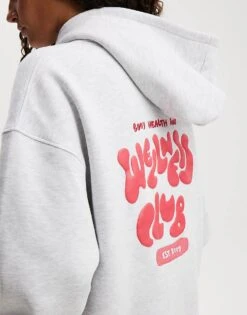 Cotton:On Plush Premium Graphic Hoodie In Grey For Women