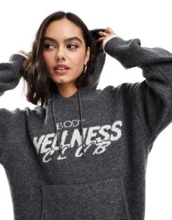 Cotton:On Cotton On Knitted Premium Hoodie In Charcoal Marle For Women