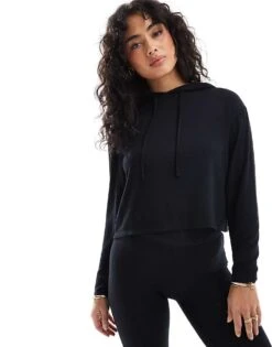 Cotton:On Cotton On Super Soft Hooded Long Sleeve Sleep Top In Black Co-ord For Women