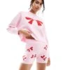 Cotton:On Cotton On Novelty Knitted Short In Checkered Bow Co-ord For Women Multi