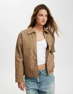 Cotton:On River Faux Suede Jacket In Brown For Women