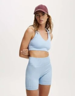 Cotton:On Seamless Rib Short In Blue For Women