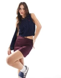 Cotton:On Bella Mini Skirt In Burgundy For Women
