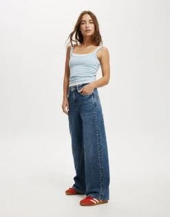 Cotton:On Relaxed Wide Jean In Blue For Women