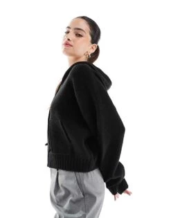 Cotton:On Cotton On Luxe Cropped Knit Bomber In Black For Women