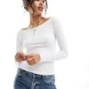 Cotton:On Cotton On Boat Neck Long Sleeve Top In White For Women