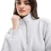 Cotton:On Cotton On Classic Fleece Oversized Half Zip Sweatshirt In Soft Grey Marle Co-ord For Women