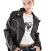 Cotton:On Cotton On Roman Faux Leather Biker Jacket In Black For Women