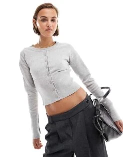 Cotton:On Cotton On Everfine Round Neck Cardigan In Grey Cable For Women