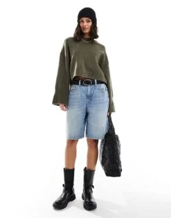 Cotton:On Super Baggy Denim Jort In Light/pastel Blue For Women