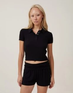 Cotton:On Cotton On Sleep Roll Over Shorts In Black For Women