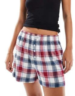 Cotton:On Cotton On Sleep Check Boxer Short In Red And Navy For Women