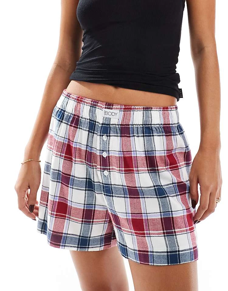 Cotton:On Cotton On Sleep Check Boxer Short In Red And Navy For Women