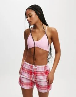 Cotton:On Flannel Boyfriend Boxer Short In Pink For Women