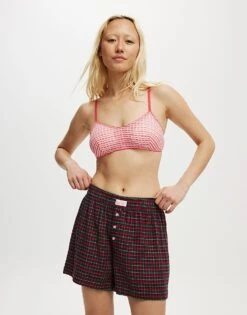 Cotton:On Flannel Boyfriend Boxer Short In Red For Women