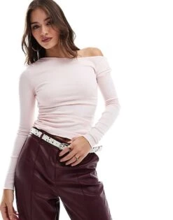 Cotton:On Marlow Asymmetrical Long Sleeve Top In Pink For Women