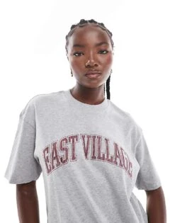 Cotton:On The Premium Boxy Graphic Tee In Grey For Women