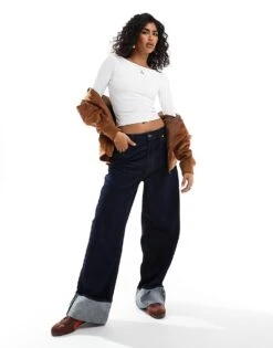 Cotton:On Ever Smooth Backless Long Sleeve Top In White For Women