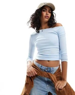 Cotton:On Marlow Asymmetrical Long Sleeve Top In Blue For Women