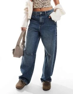 Cotton:On Barrel Jean In Blue For Women