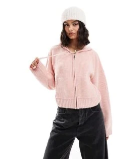 Cotton:On Luxe Cropped Knit Bomber In Pink For Women