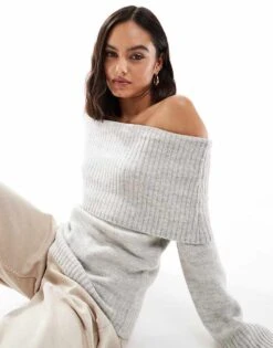 Cotton:On Luxe Off Shoulder Pullover In Grey For Women