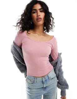 Cotton:On Sunday Scoop Long Sleeve In Pink For Women
