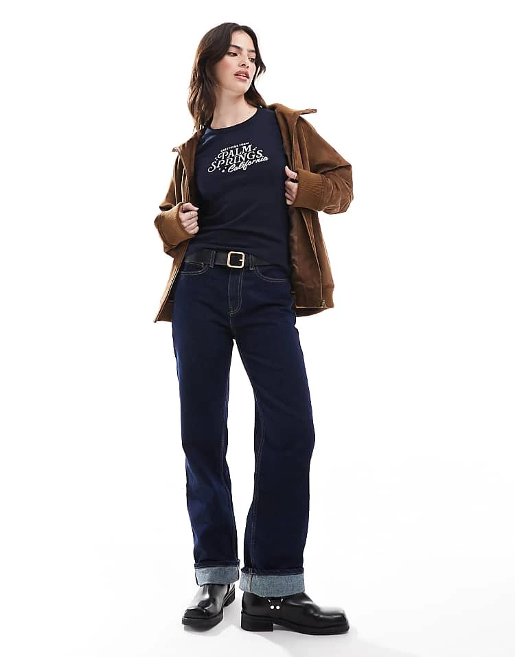 Cotton:On Cotton On Palm Springs Rib Graphic T-shirt In Navy For Women - Image 4