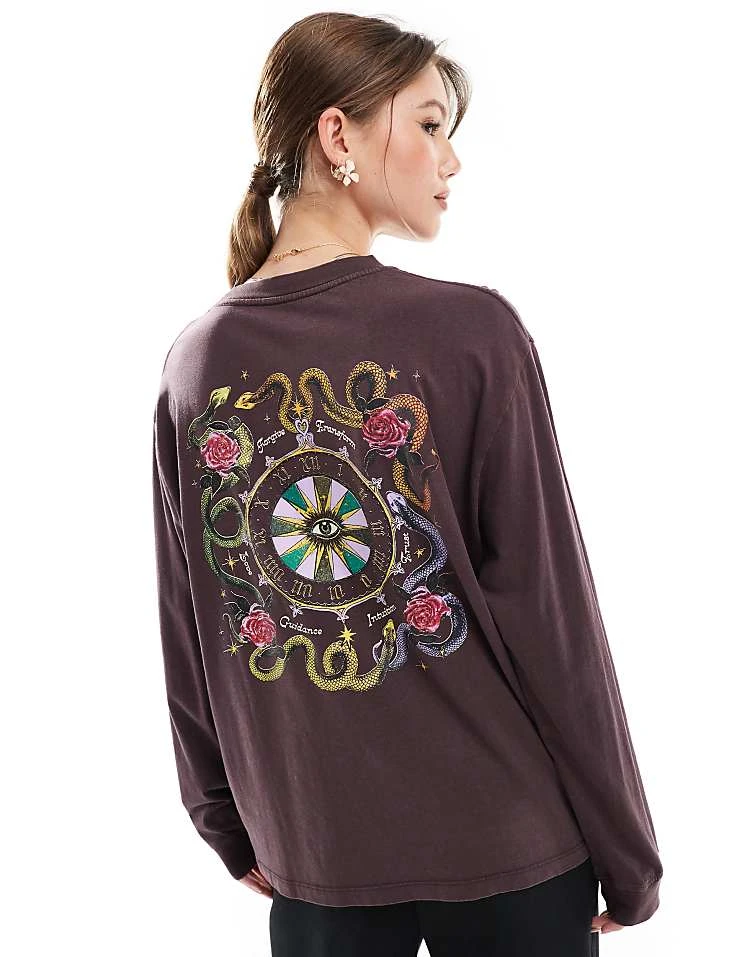 Cotton:On Cotton On Long Sleeve Snake Graphic T-shirt In Dark Oak For Women - Image 5