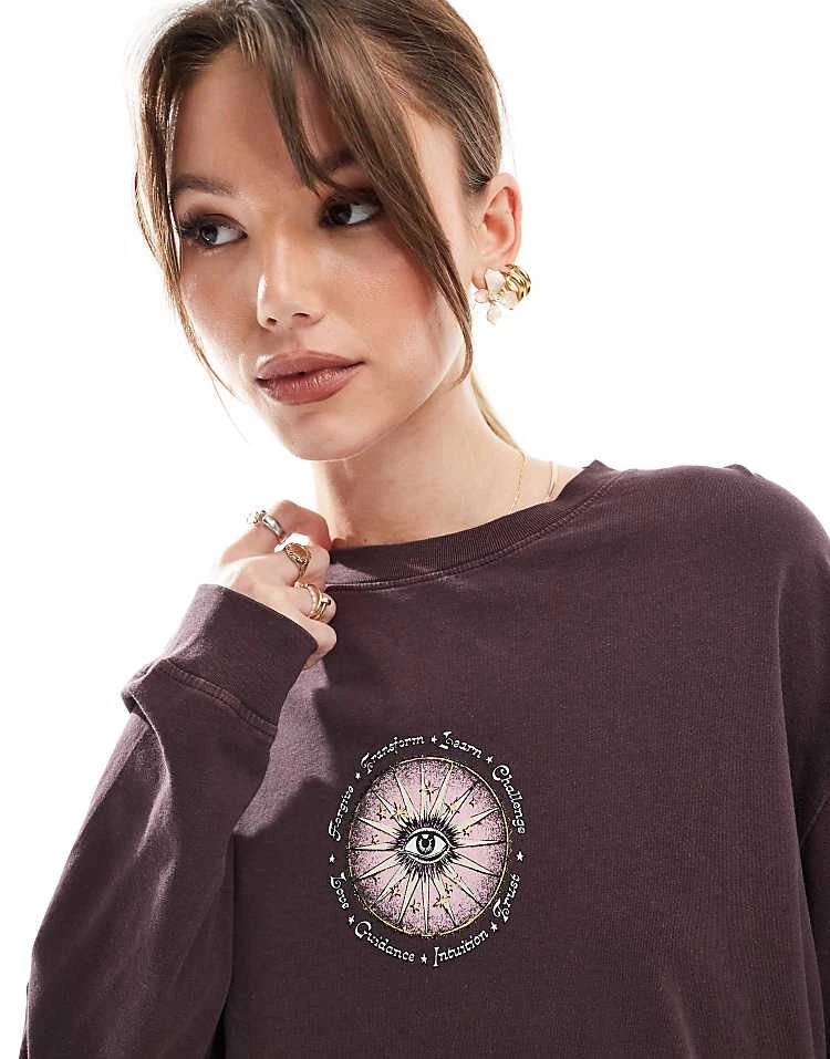 Cotton:On Cotton On Long Sleeve Snake Graphic T-shirt In Dark Oak For Women - Image 3