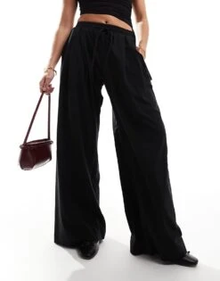 Cotton:On Cotton On Pull On Trouser In Black Pinstripe For Women