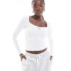 Cotton:On Cotton On Long Sleeve Square Neck Crop In White For Women